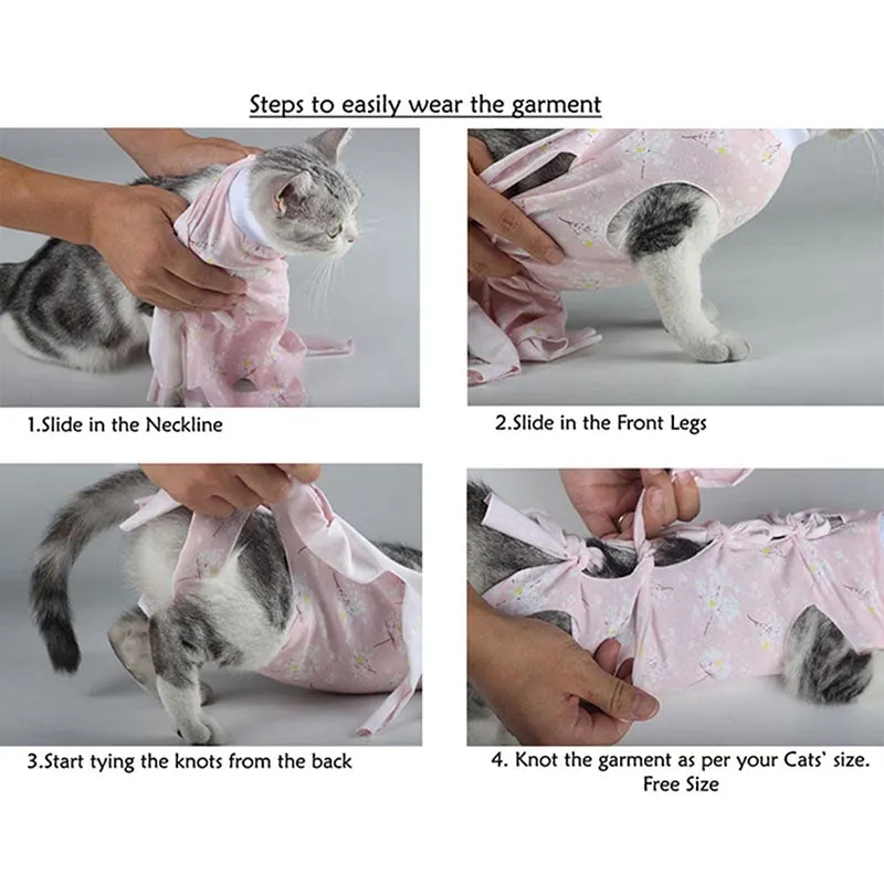 A A Pets' Cat Post Surgery Recovery Clothing - Grey & Light Blue (Set of 2)