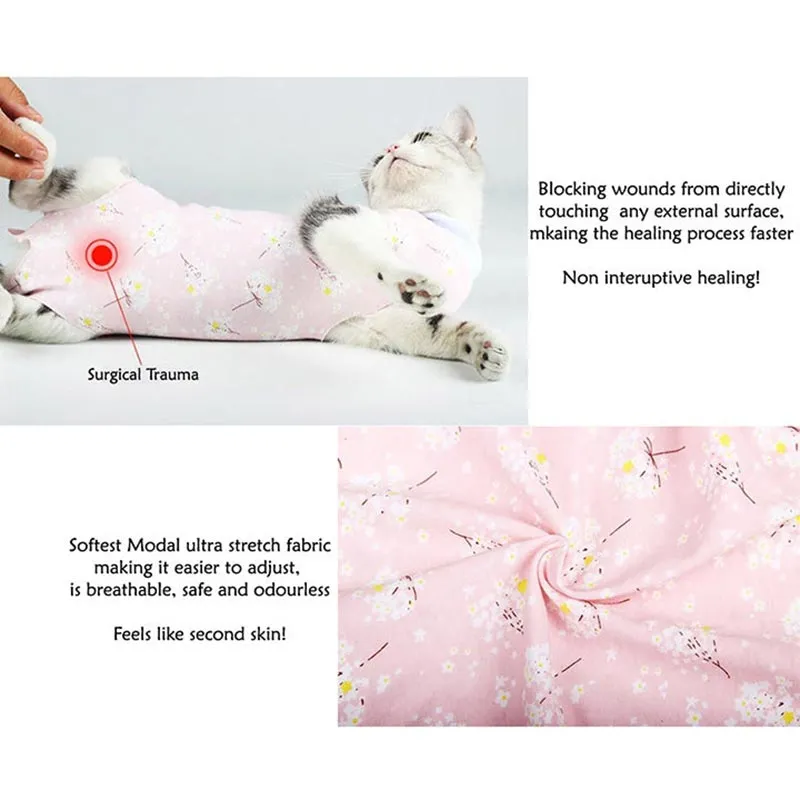 A A Pets' Cat Post Surgery Recovery Clothing - Pink & Yellow (Set of 2)