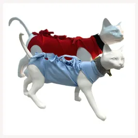 A A Pets' Cat Post Surgery Recovery Clothing - Red & Light Blue (Set of 2)