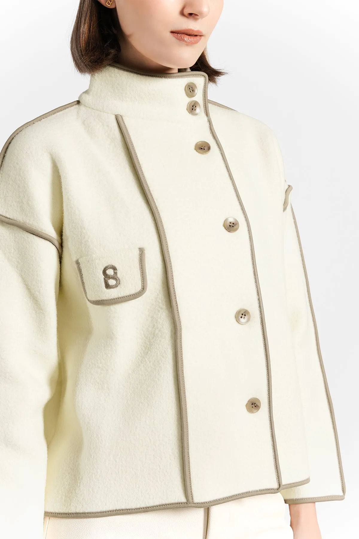 Bella Cropped Coat - Off White