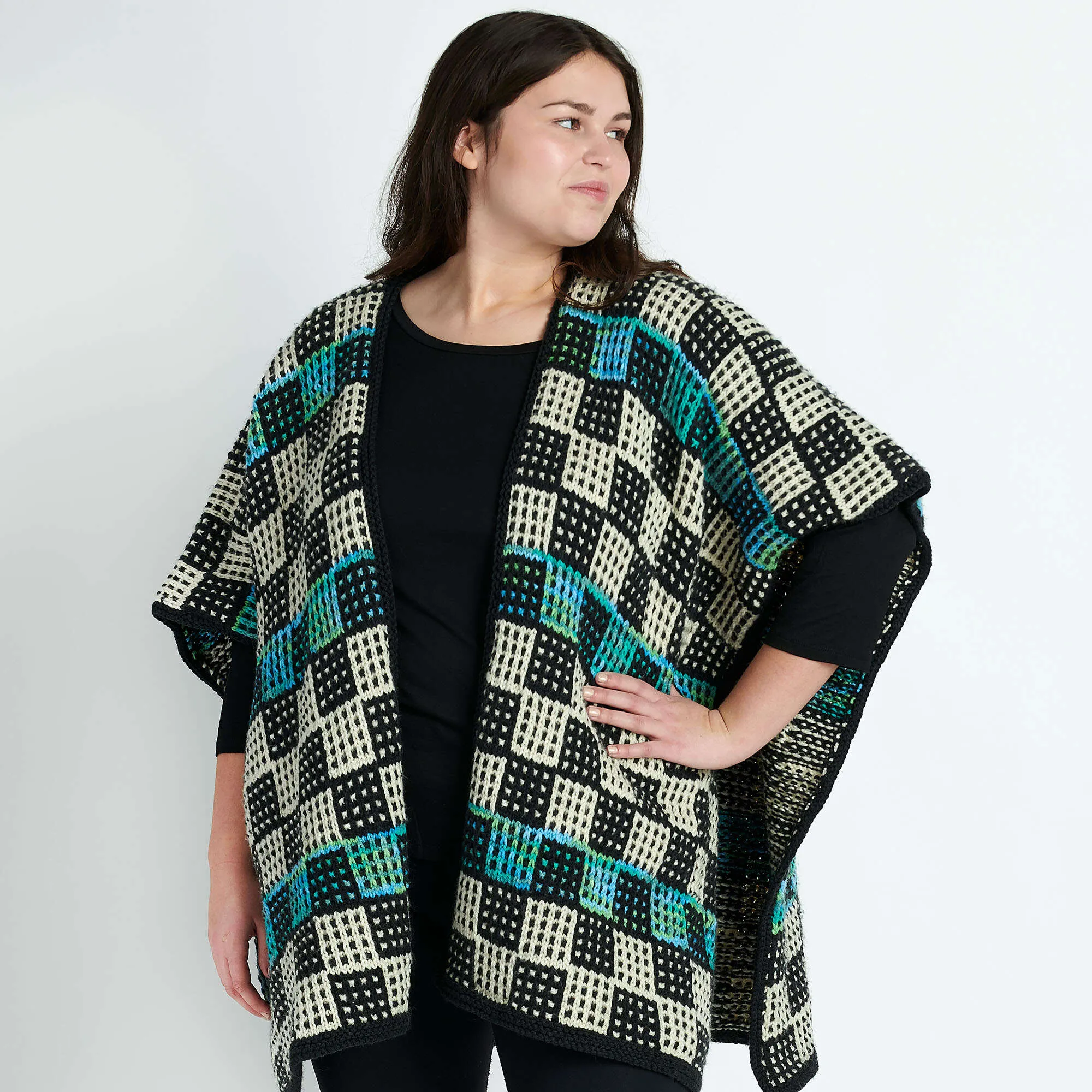Caron Check Please Knit Ruana