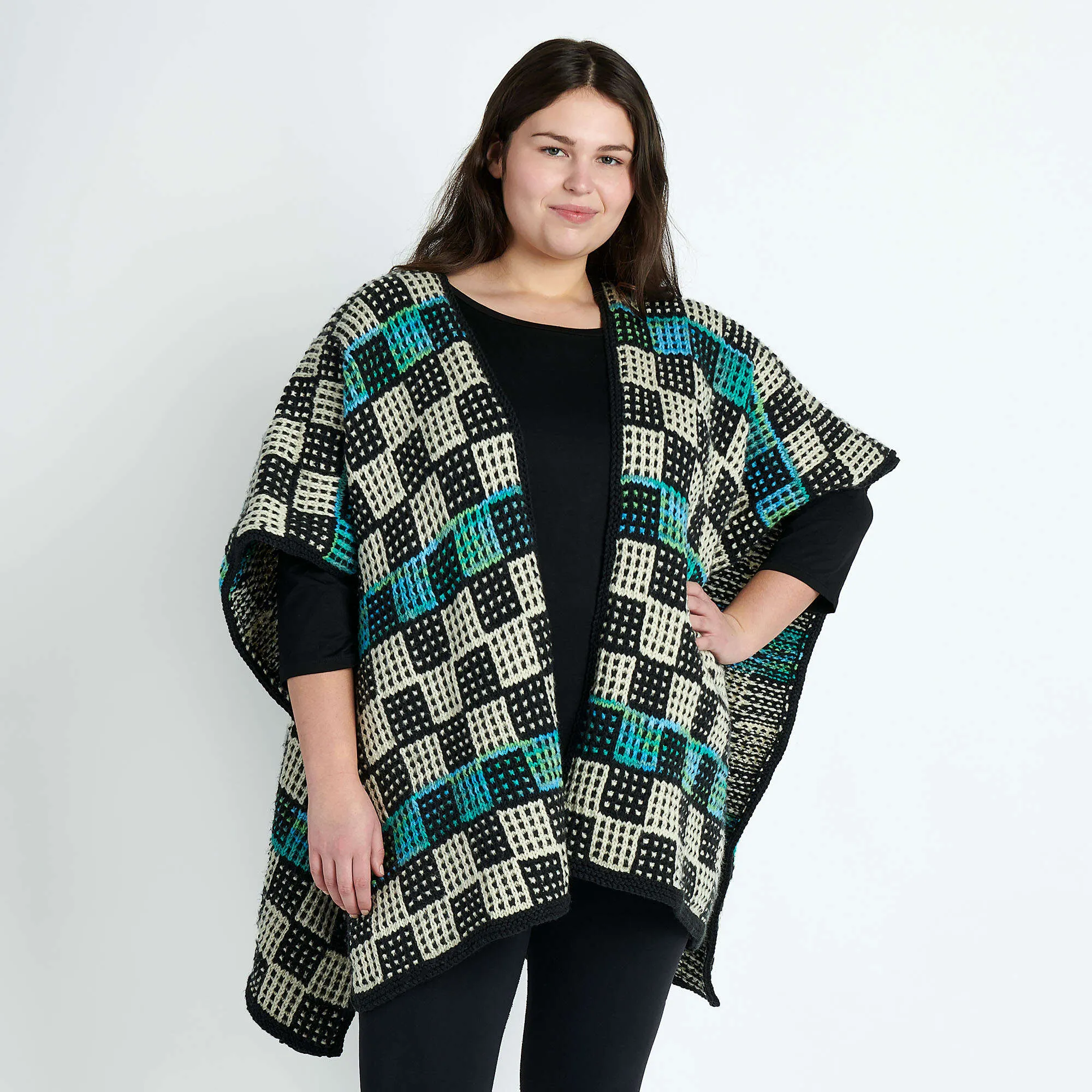 Caron Check Please Knit Ruana