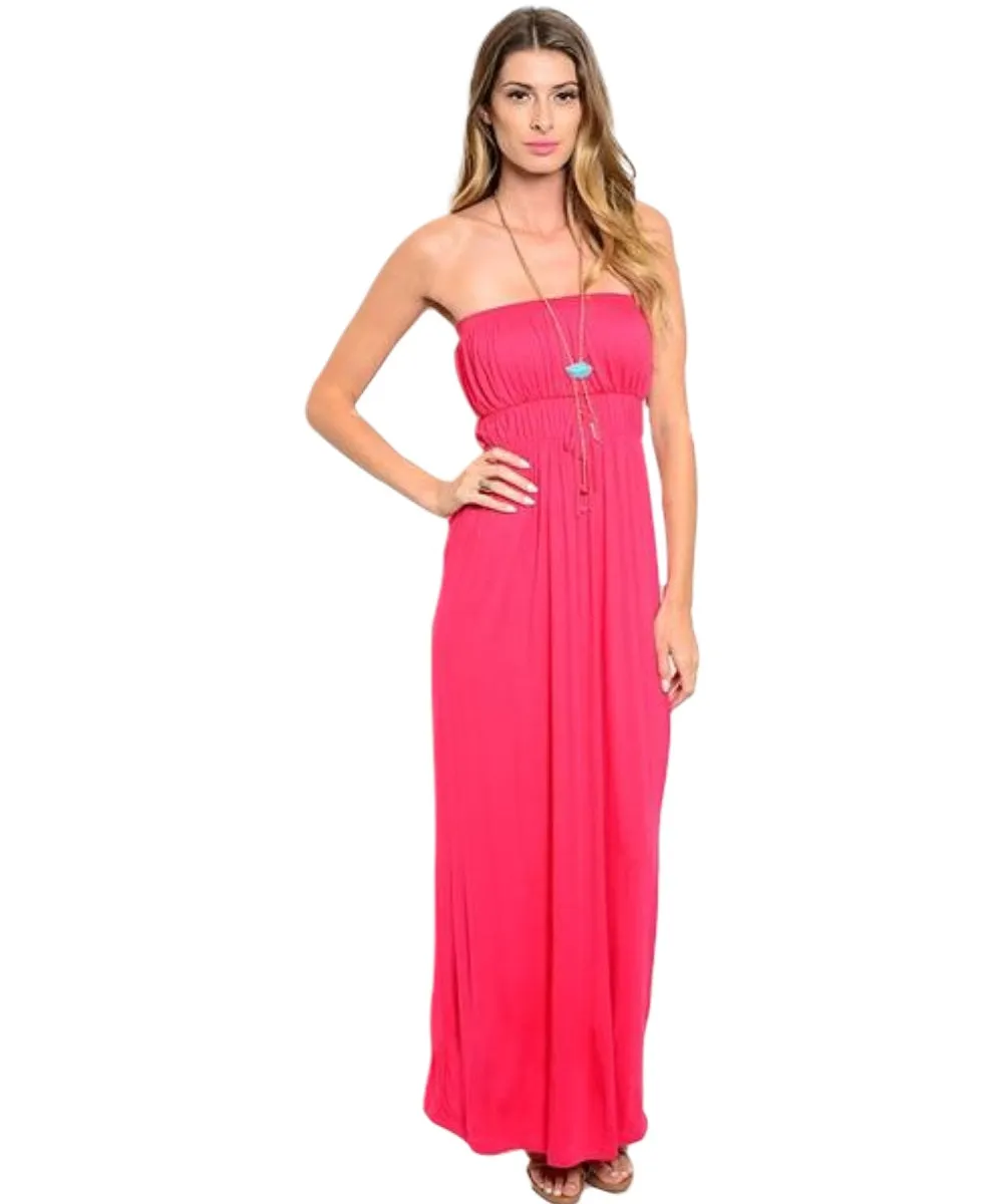 Fuchsia Strapless Knit Dress
