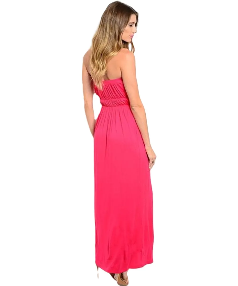 Fuchsia Strapless Knit Dress