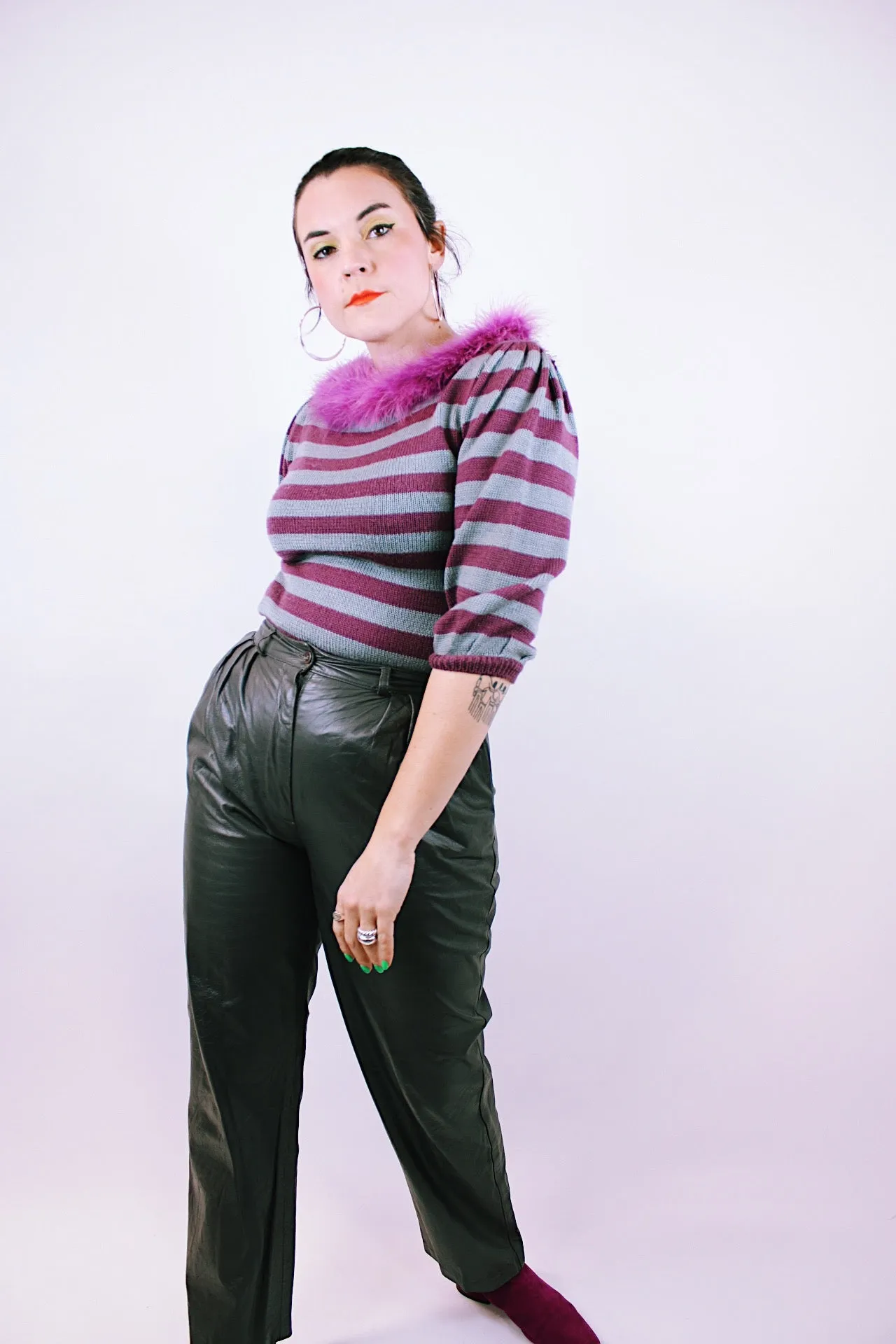 Grey Leather Pants