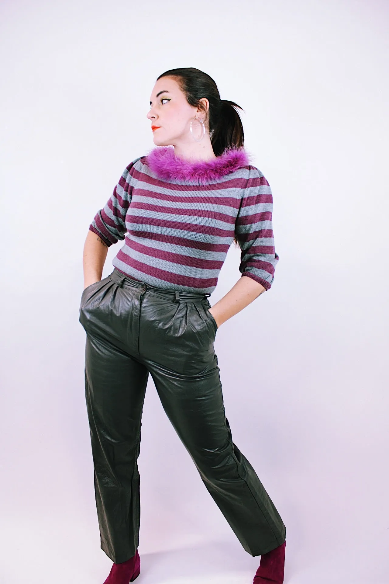 Grey Leather Pants