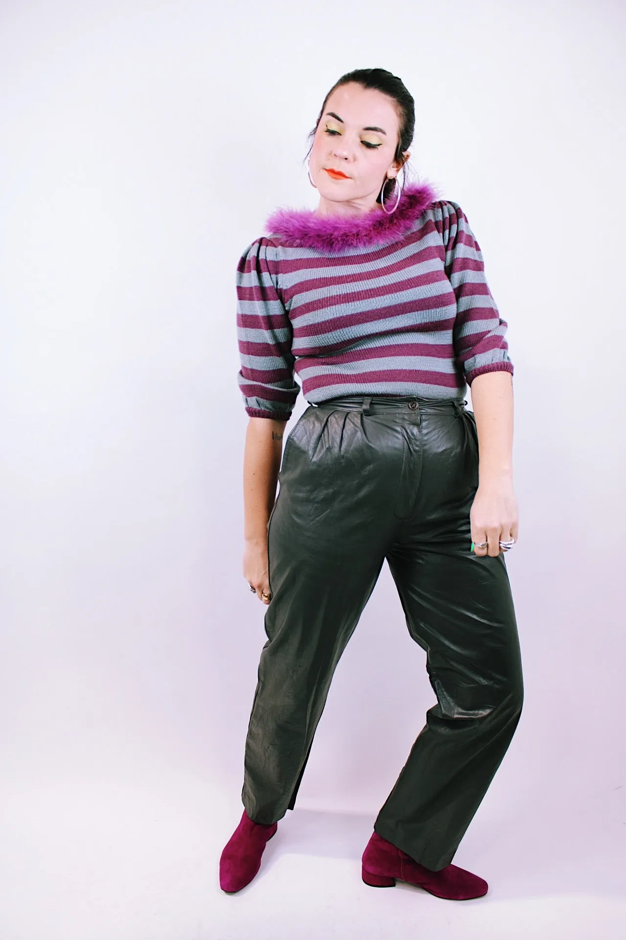 Grey Leather Pants