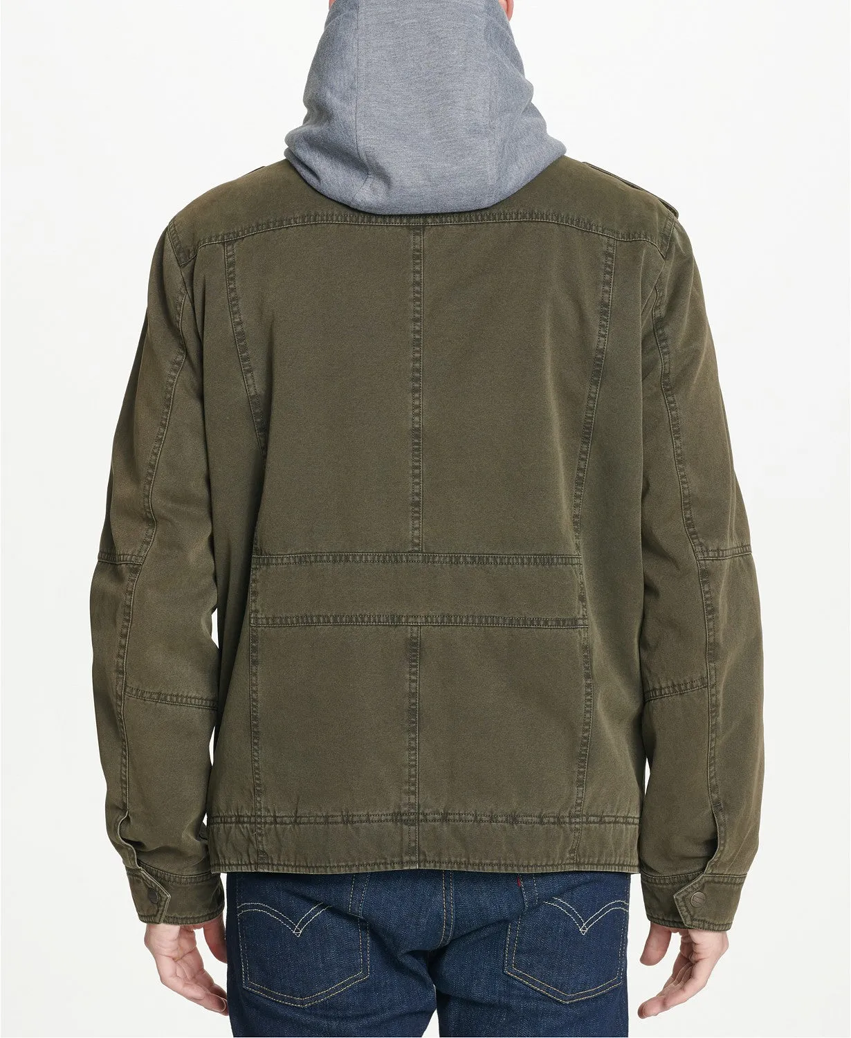 Levi's Men's Military Style Hooded Jacket - Olive Green