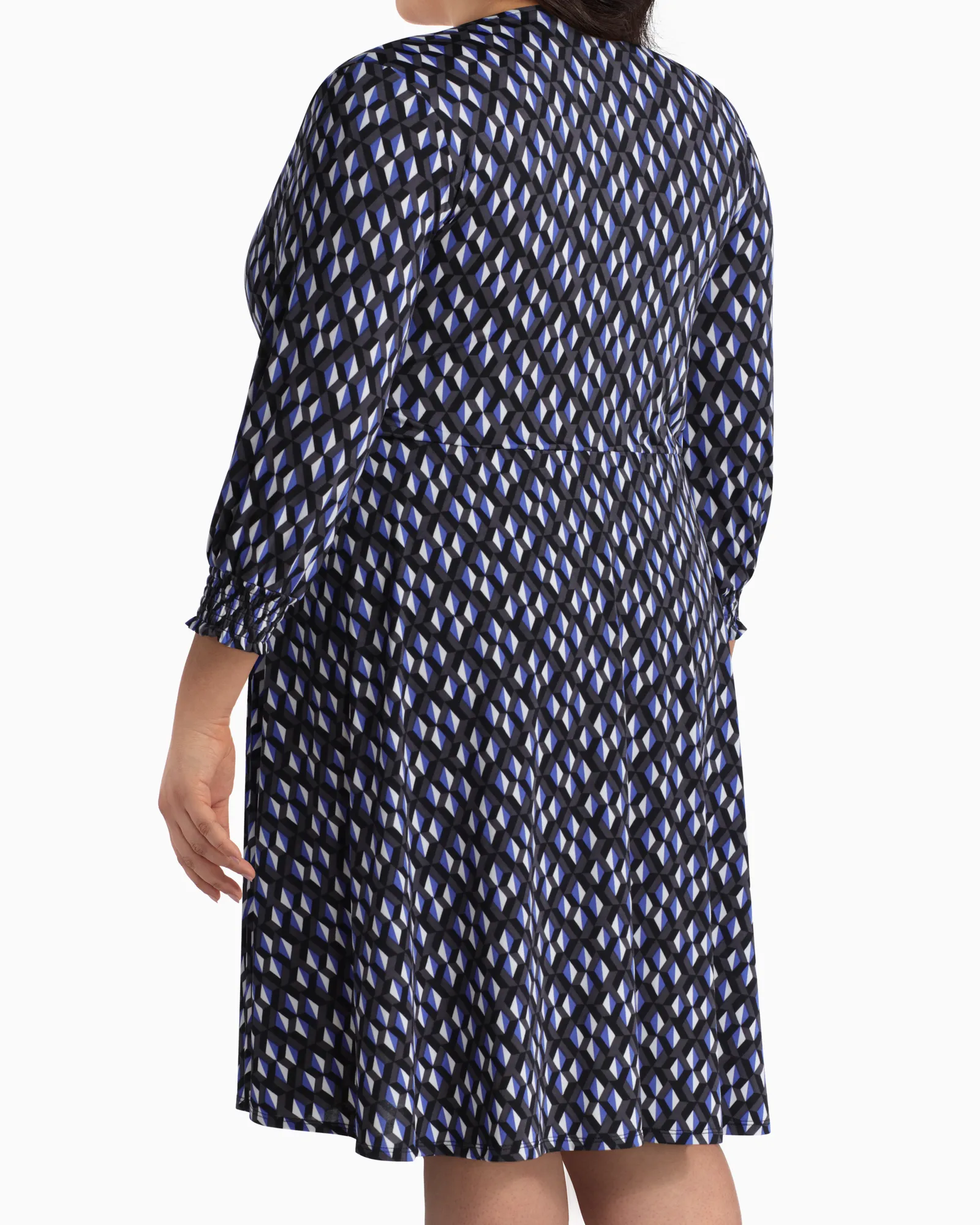Madison Faux Wrap Dress | Royal Blue / Black