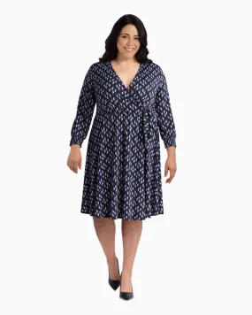 Madison Faux Wrap Dress | Royal Blue / Black