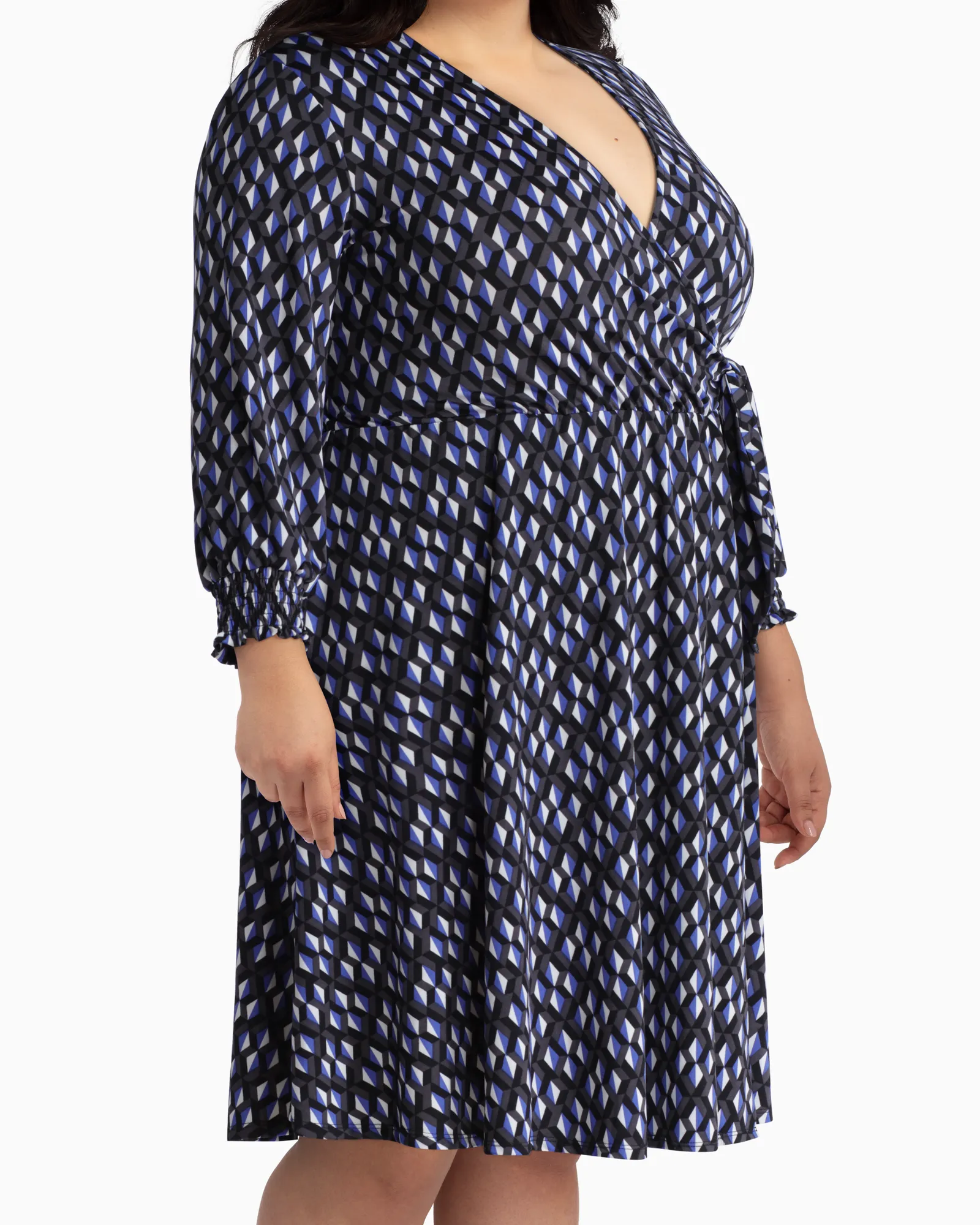 Madison Faux Wrap Dress | Royal Blue / Black