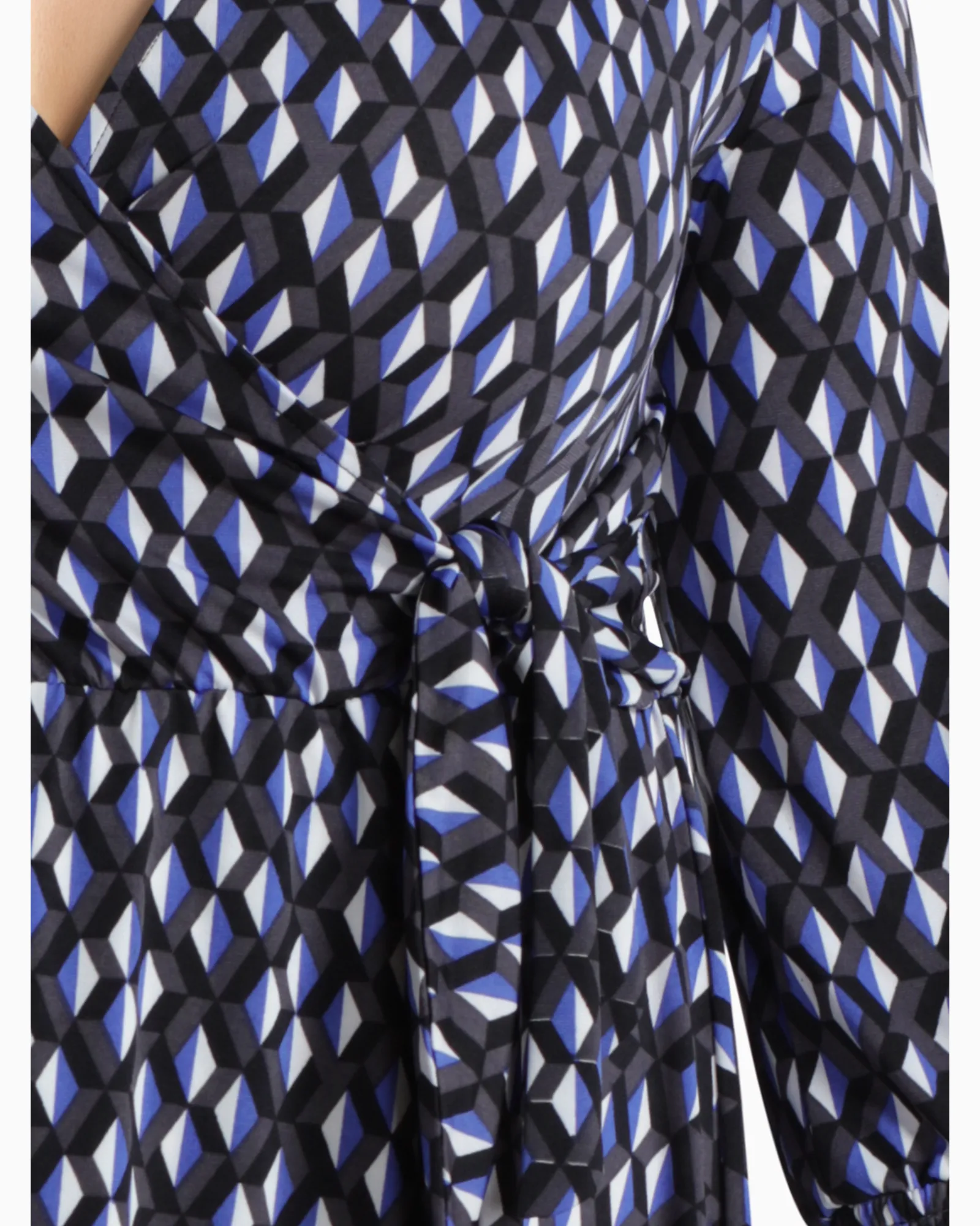 Madison Faux Wrap Dress | Royal Blue / Black