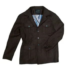 Men's Color Speckled Tweed Safari Jacket - Slim Fit Vintage Workwear