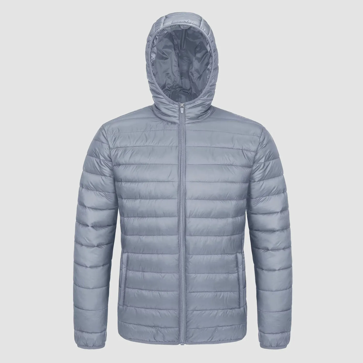 Men's Lightweight Puffer Jacket Hooded Quilted Lined Winter Coat