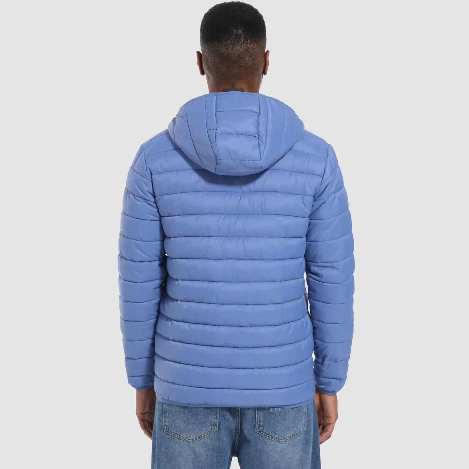 Men's Lightweight Puffer Jacket Hooded Quilted Lined Winter Coat