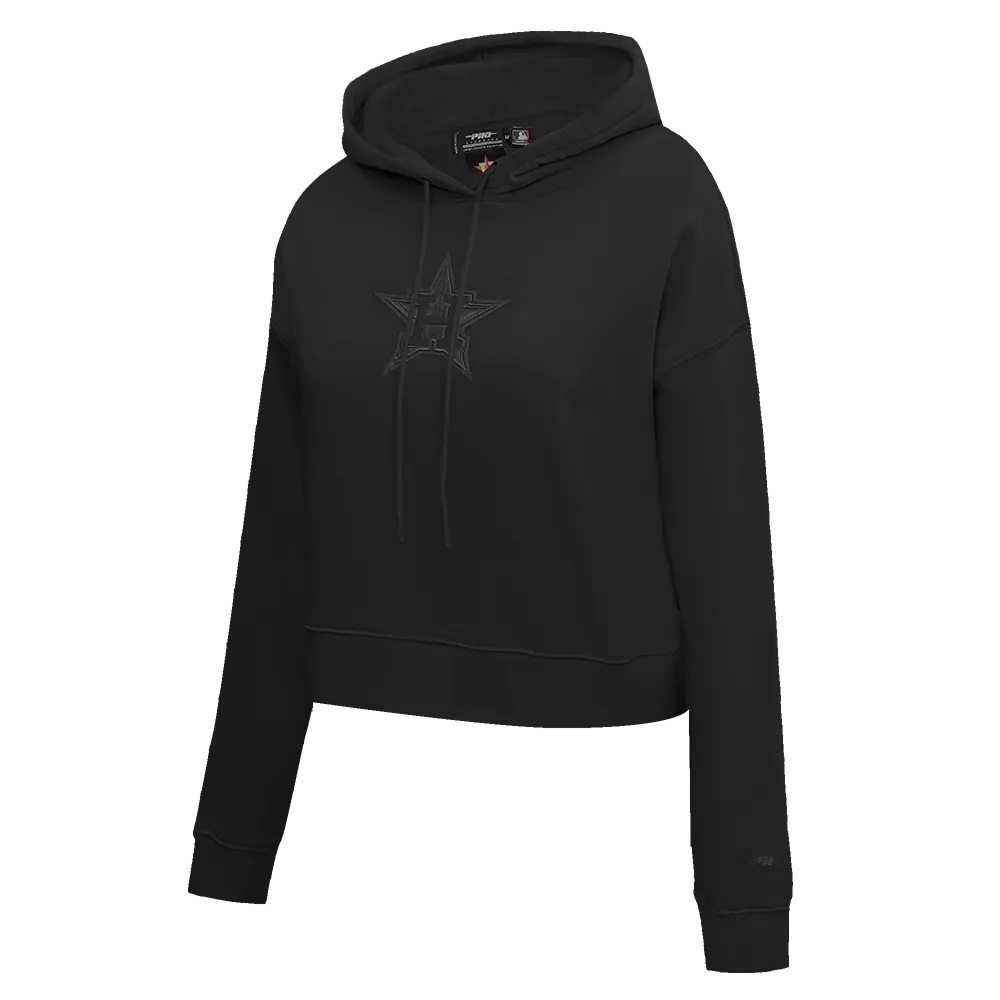 MLB HOUSTON ASTROS NEUTRAL WOMEN'S CROPPED PO HOODIE (BLACK)