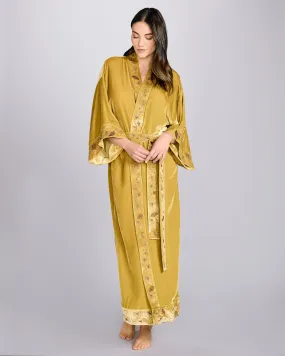 Nikko Silk Velvet Gold Long Robe