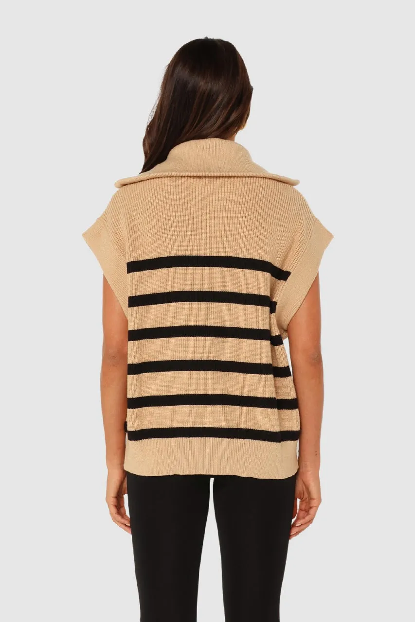 Owen Knit Vest | Latte/Black