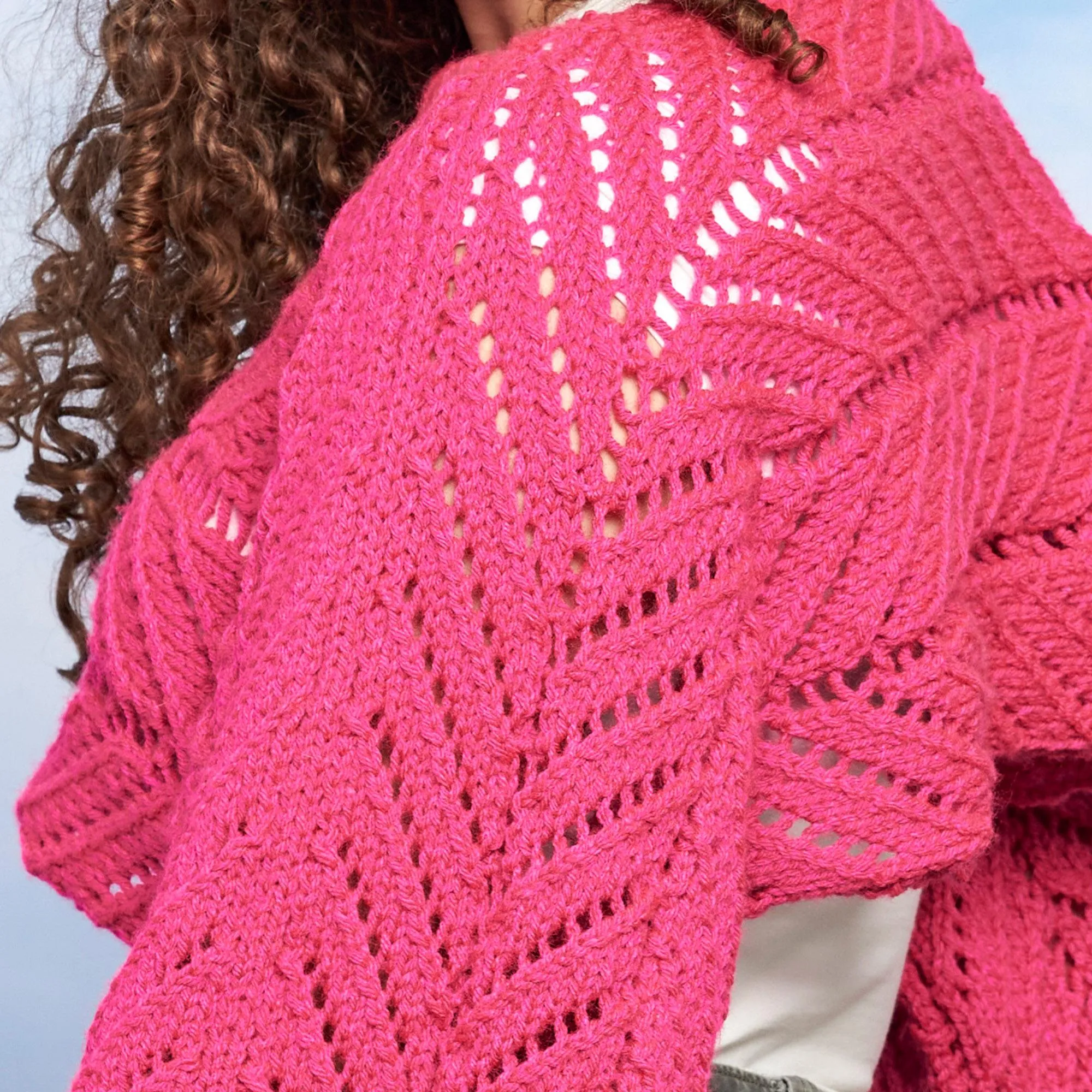 Red Heart Sunray Panels Knit Shrug