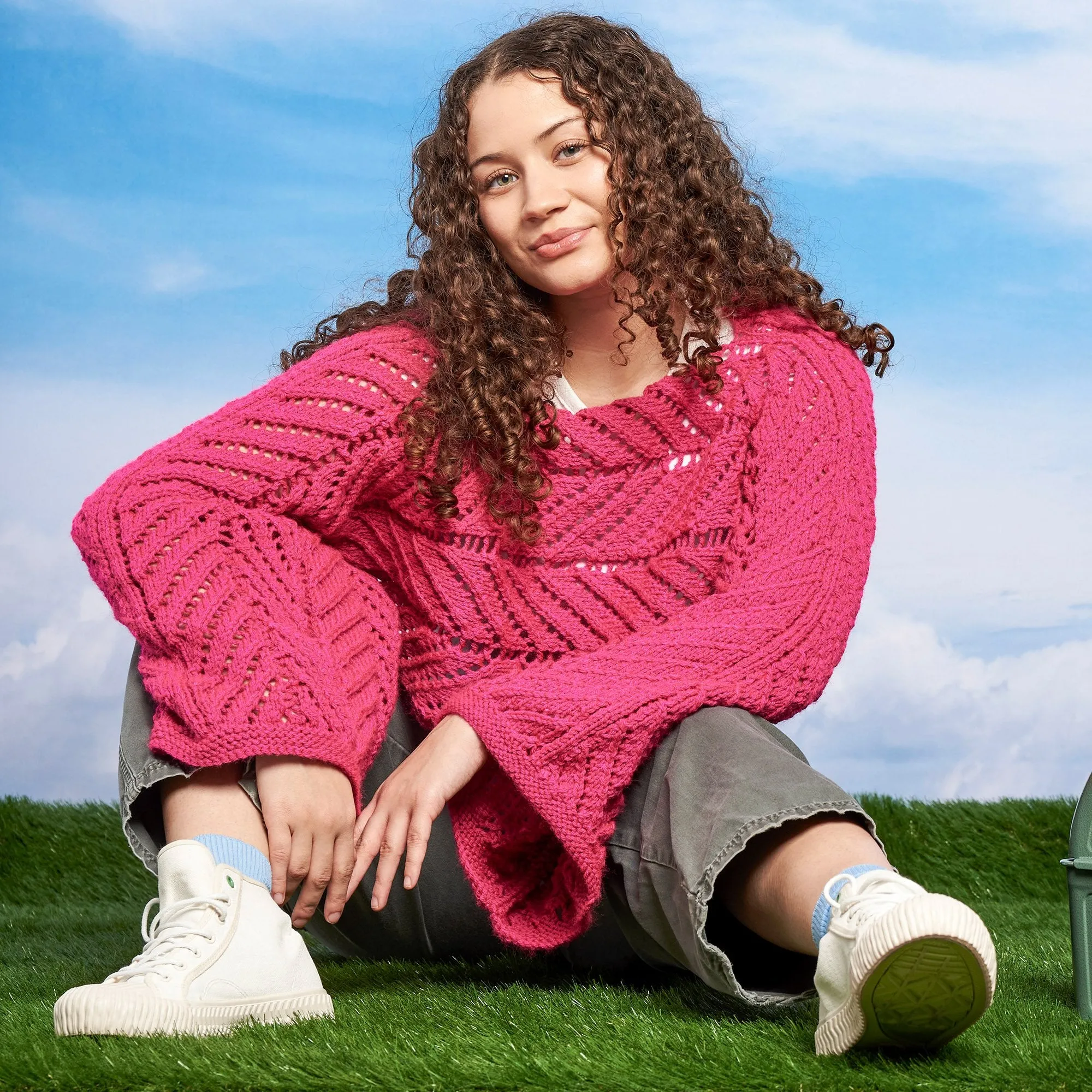 Red Heart Sunray Panels Knit Shrug