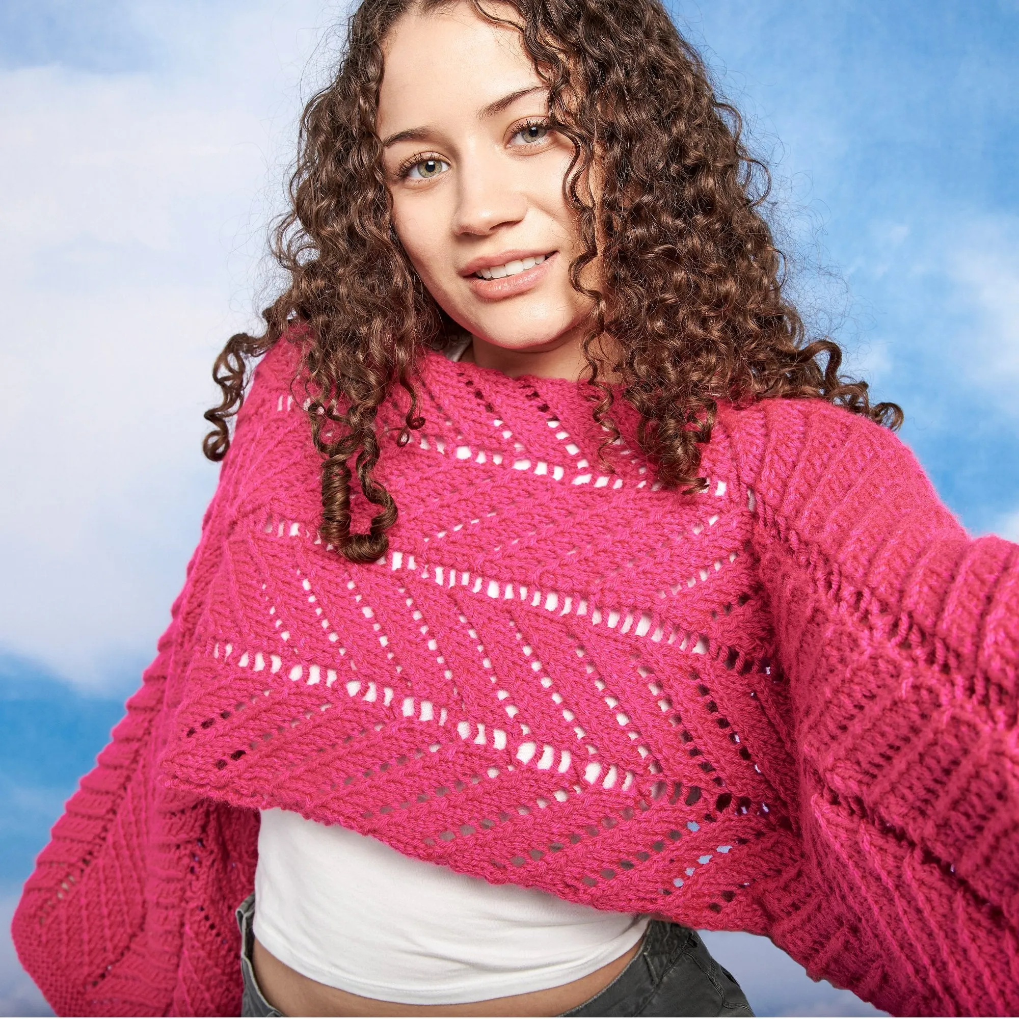 Red Heart Sunray Panels Knit Shrug