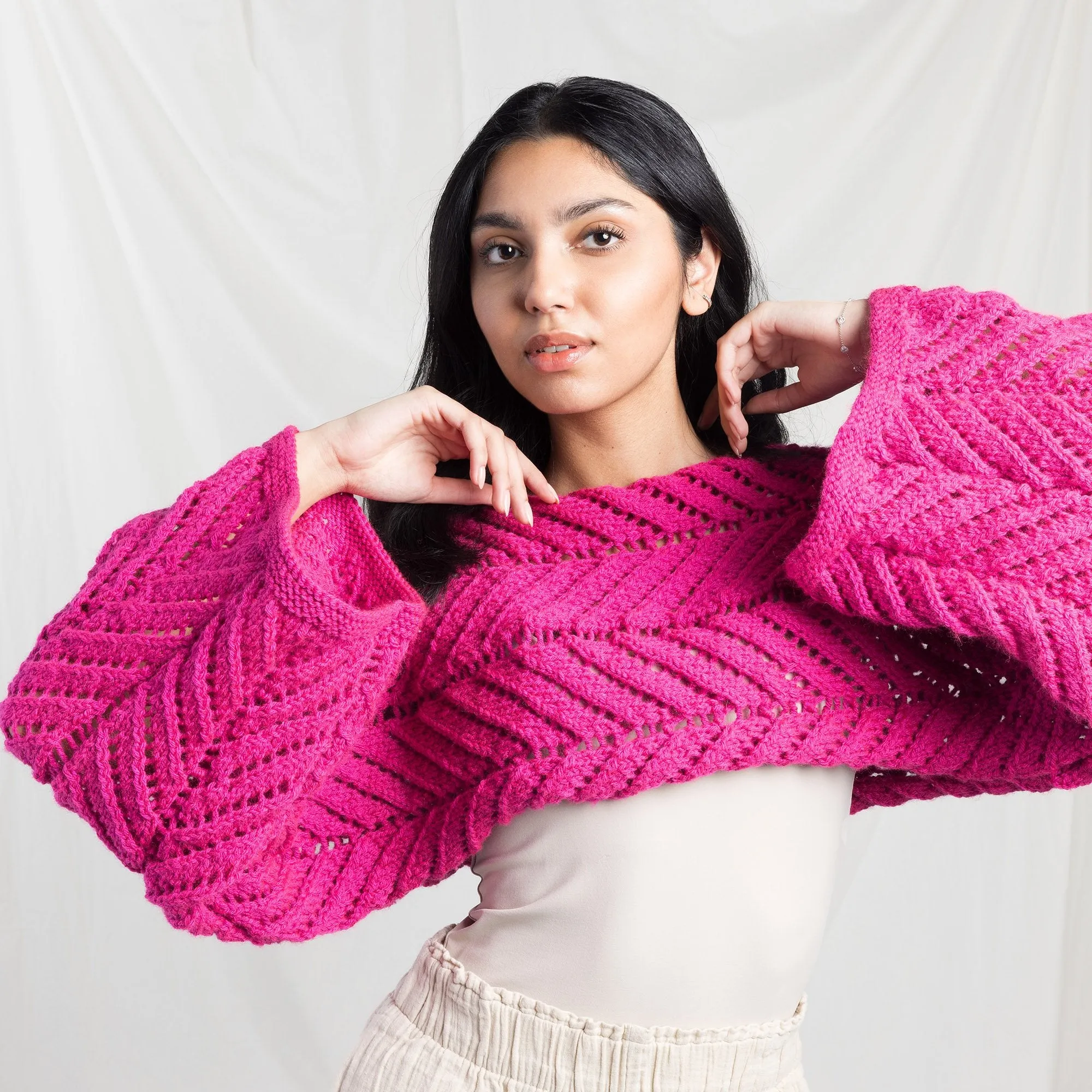 Red Heart Sunray Panels Knit Shrug