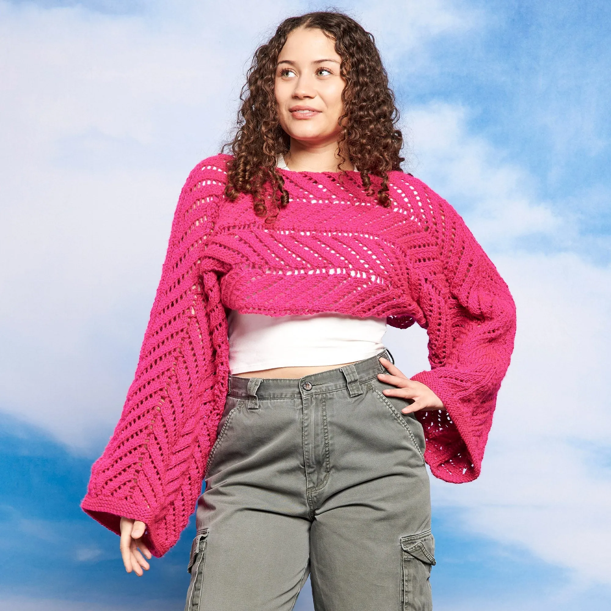 Red Heart Sunray Panels Knit Shrug