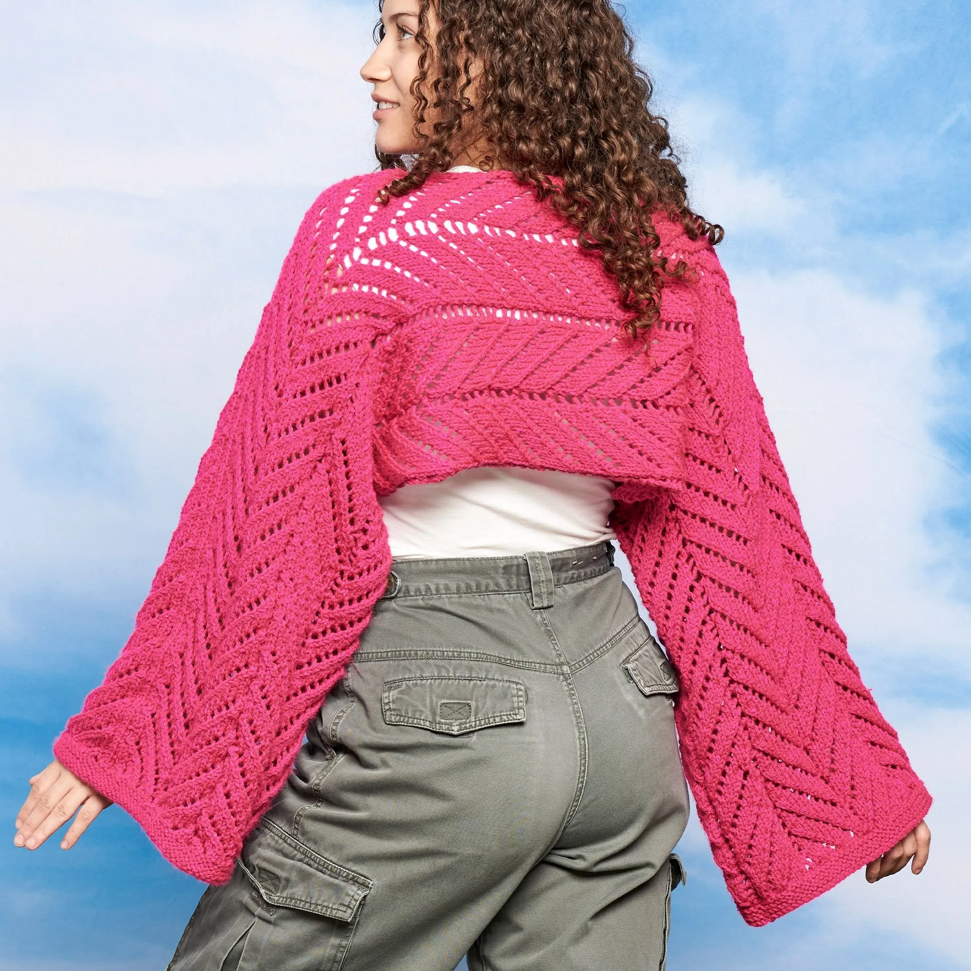Red Heart Sunray Panels Knit Shrug