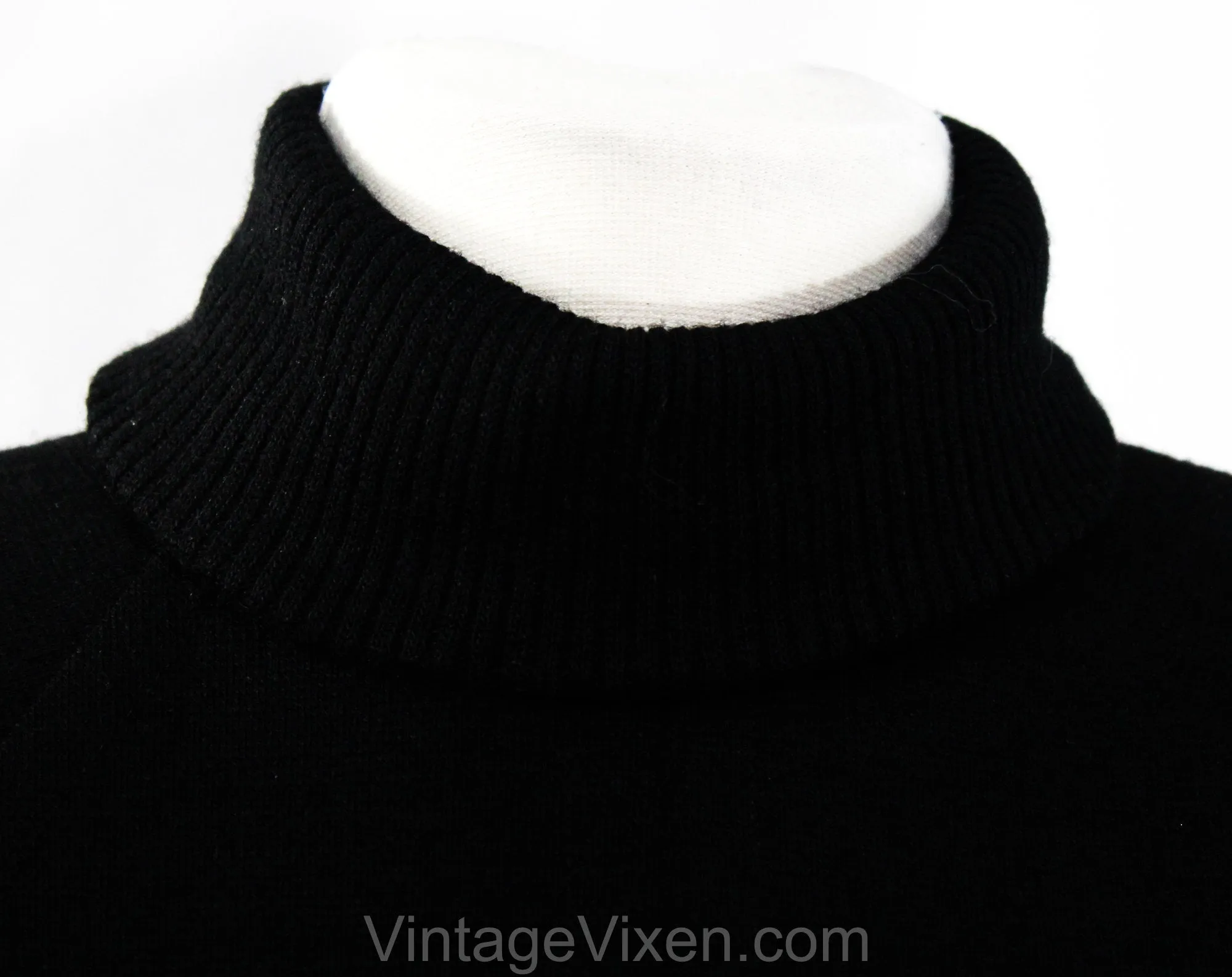Size 2 Sexy 1940s Style Dress with Peplum & Leopard Print Belt - Posh Quality 80s 90s with 40s Look - Gorgeous Black Wool Knit - Waist 24
