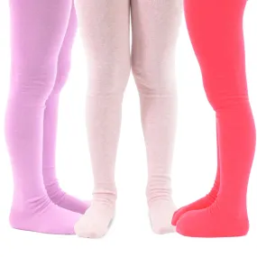 TeeHee Socks Kid's Casual Cotton Tights Pink, Purple, Hot Pink 3-Pack (T1565)